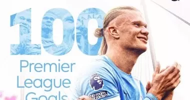 هالاند أسرع لاعب فى تاريخ الدورى الإنجليزى يصل إلى 100 هدف