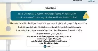أعمال صيانة طارئة.. تاون جاس تناشد سكان التجمع الخامس: لا تنزعجوا من رائحة الغاز