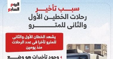سبب تأخير رحلات الخطين الأول والثانى للمترو.. وموعد عودة التشغيل.. إنفوجراف
