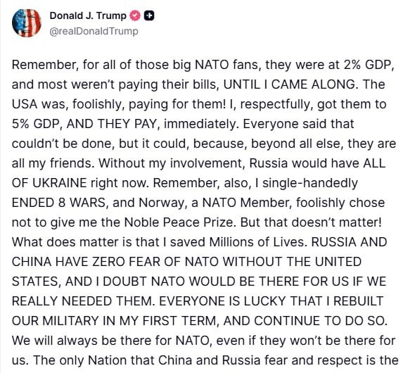 حساب دونالد ترامب على تروث سوشيال