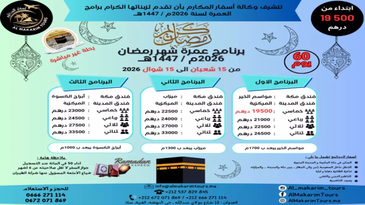عاجل: أسعار عمرة رمضان 2026 تبدأ من 48 ألف جنيه... والعشرة الأواخر تحطم كل الأرقام!
