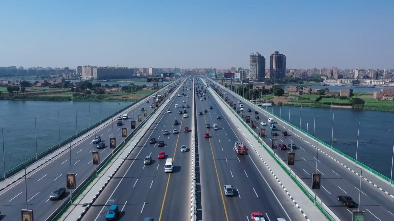 كوبري المنيب أصبح 8 حارات مرورية