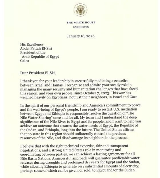 نص رسالة ترامب للرئيس السيسى نص رسالة ترامب للرئيس السيسى