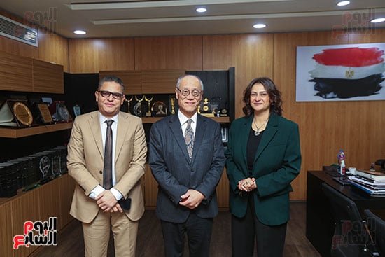 علا الشافعى وعبد الفتاح عبد المنعم وسفير اليابان