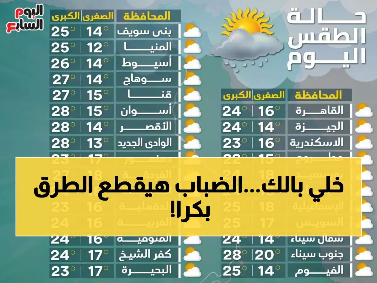  الأرصاد تحذر من شبورة كثيفة وحرارة تنهار لـ 12 درجة... تجنبوا هذه الطرق فجراً!