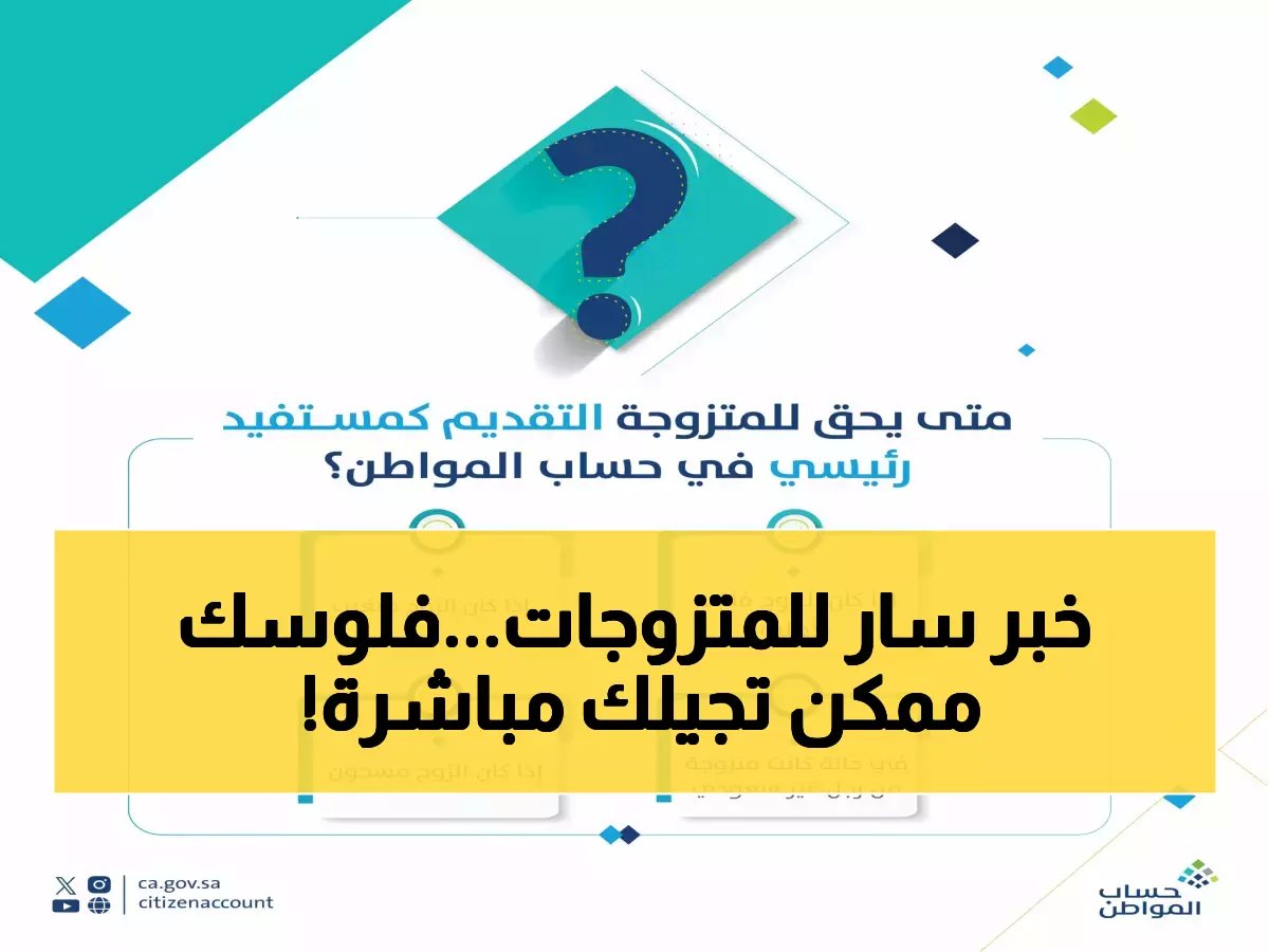  4 حالات استثنائية تمنح المتزوجة حق التقديم في حساب المواطن كـ"رب أسرة" - 238 مليار ريال دعم!