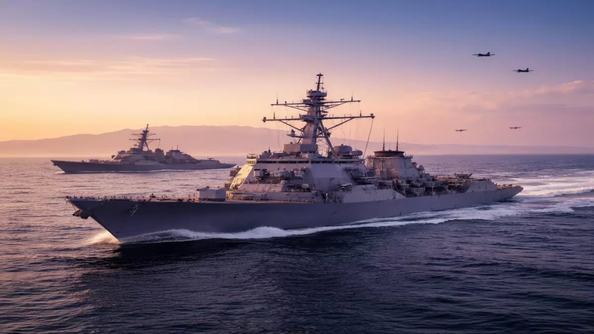 عاجل: أمريكا تختبر أقوى مدمرتها النووية قرب إيران.. مناورات سرية مع السعودية تهدد بضربات قوية!