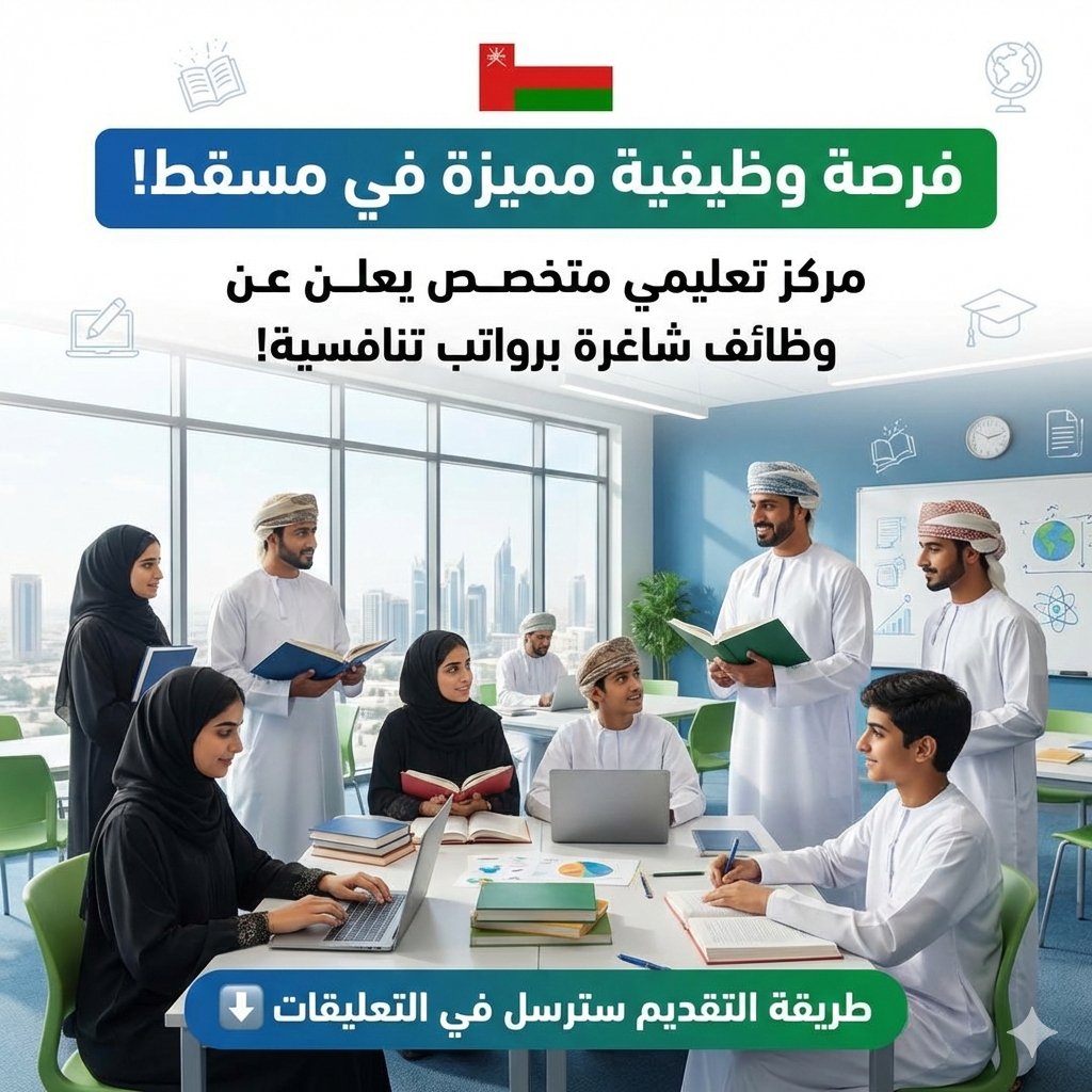 مركز تعليمي متخصص في مسقط تعلن عن وظيفة شاغرة في سلطنة عمان برواتب تنافسية