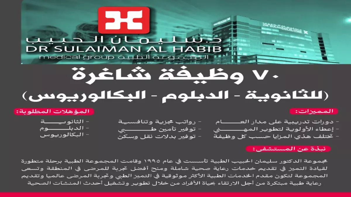 عاجل: مستشفى الحبيب يطرح 70 وظيفة ذهبية براتب تنافسي في 4 مدن... التقديم بدأ اليوم!