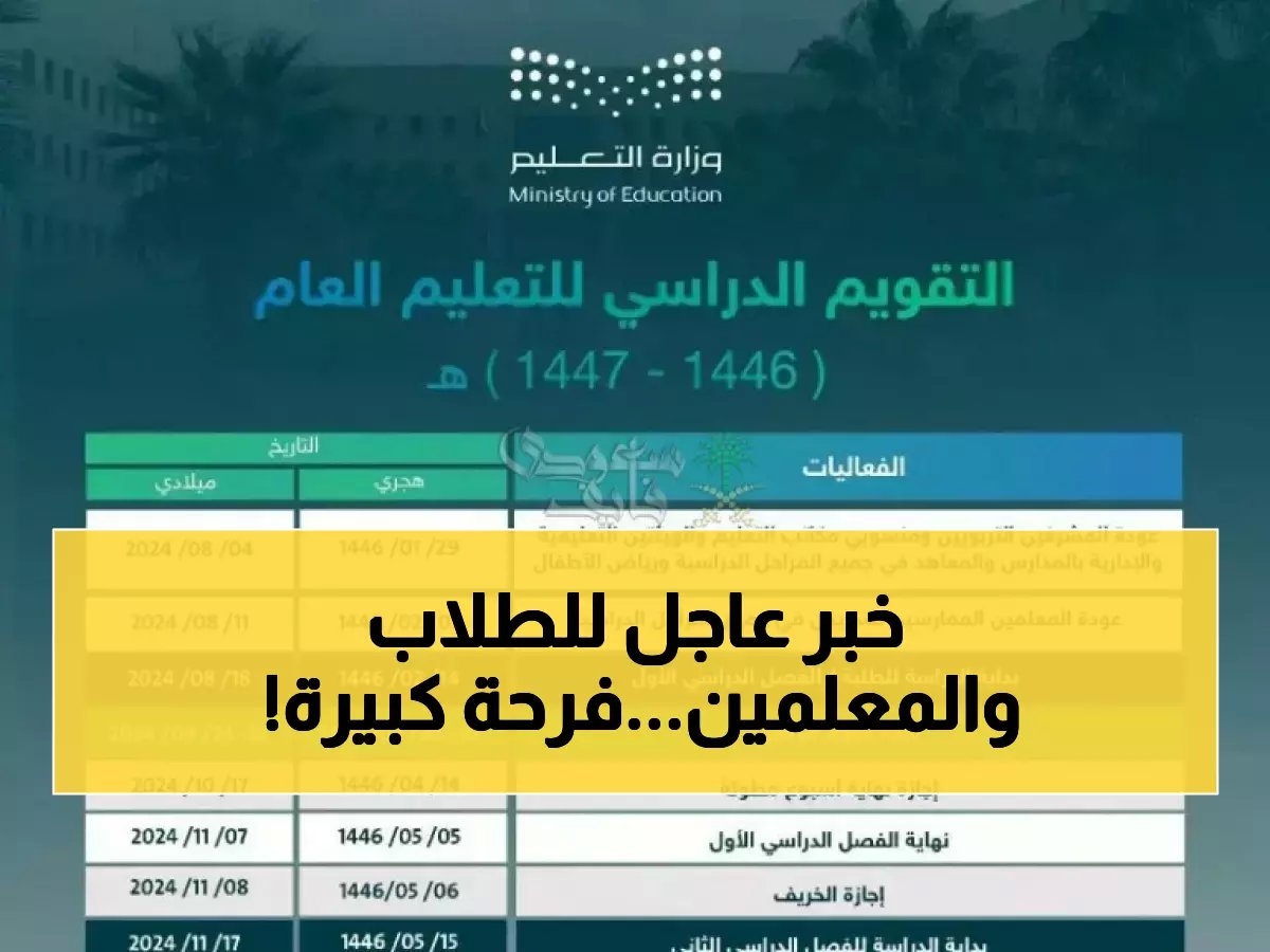  وزارة التعليم تكشف مواعيد إجازات الترم الثاني 1447 - 28 يوماً عطلة مدفوعة الأجر!