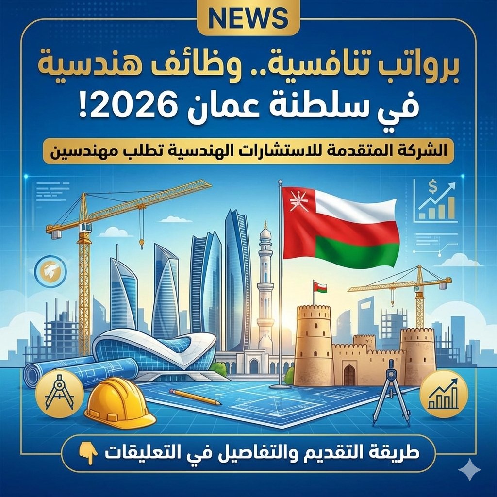 برواتب تنافسية .. مطلوب مهندسين في الشركة المتقدمة للاستشارات الهندسية في سلطنة عمان 2026