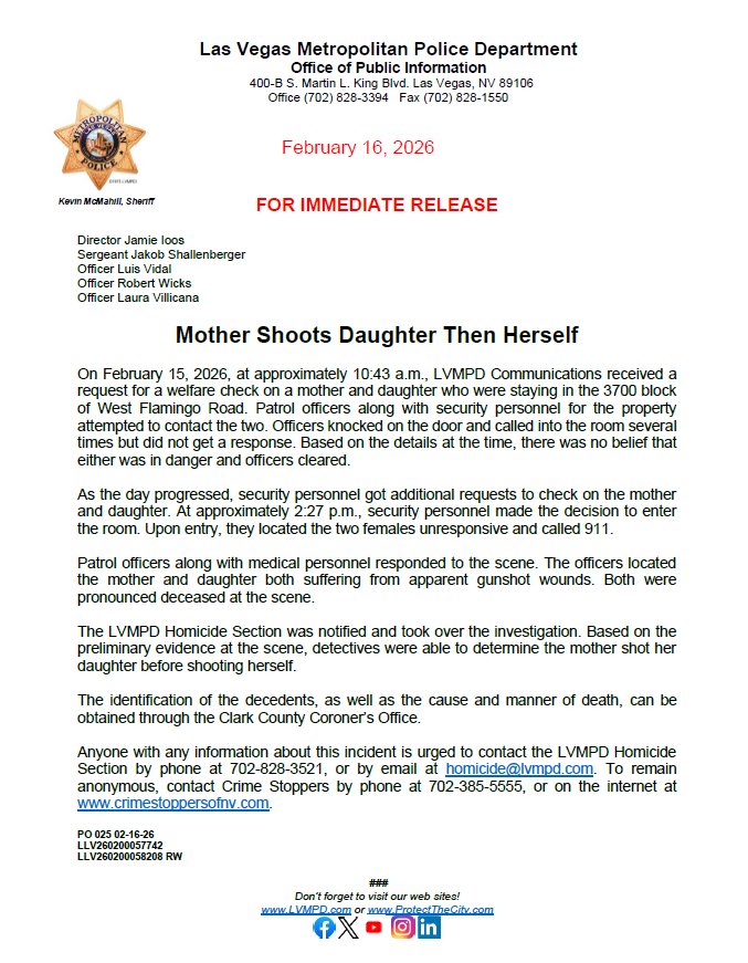 بيان شرطة لاس فيجاس