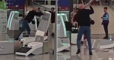 بريطانى يحطم مكاتب تسجيل وصول مطار هونغ كونغ بعمود معدنى ويثير ذعر المسافرين
