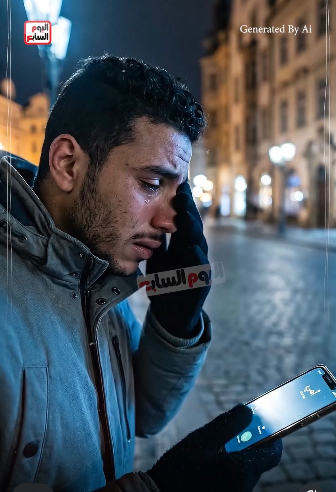 شاب يمسك بهاتفه