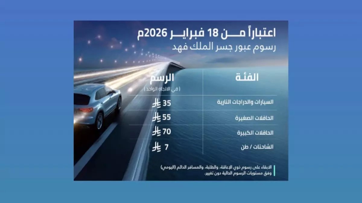 عاجل: لأول مرة منذ 8 سنوات… السعودية تصدم المسافرين بقرار تاريخي يرفع أسعار عبور جسر الملك فهد فوراً!