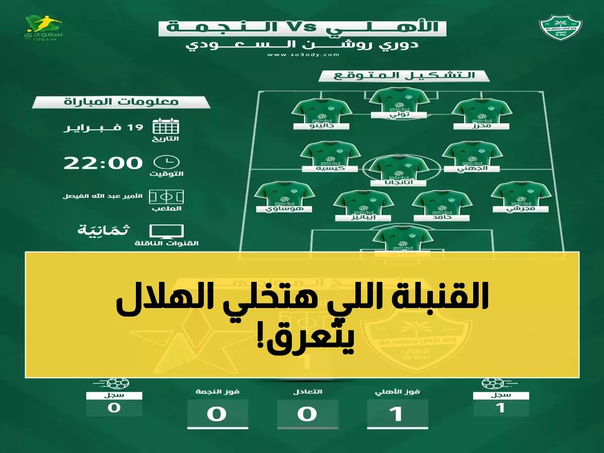  الأهلي يهاجم النجمة بـ 3 مهاجمين صاروخيين... هل ينقض على صدارة الهلال؟