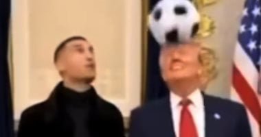 ترامب أثناء لعب الكرة مع كريستيانو رونالدو: نحتاجك فى أمريكا.. فيديو