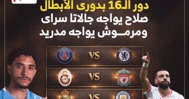 جدول مباريات دور الـ 16 في دوري أبطال أوروبا.. إنفوجراف