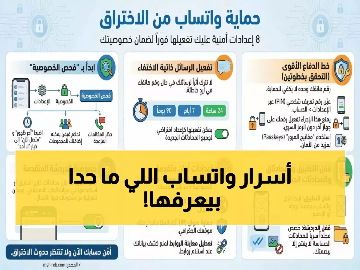خطير جداً: الـ 8 إعدادات السرية التي يخفيها واتساب عنك… فعّلها الآن أو ستفقد حسابك للأبد!