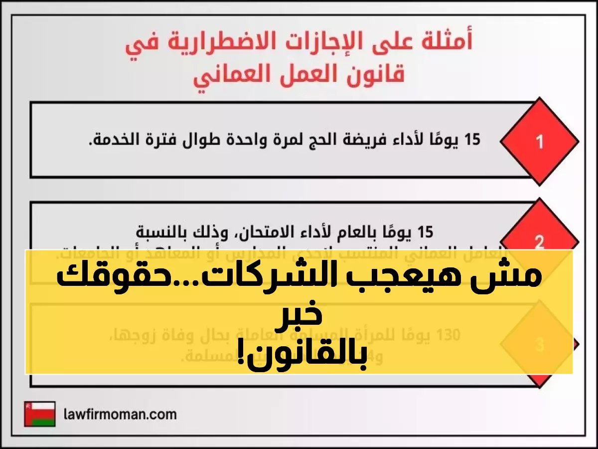  قانون العمل العماني الجديد يكشف سر الـ6 أيام مدفوعة الأجر... هل تعرف حقوقك الطارئة؟