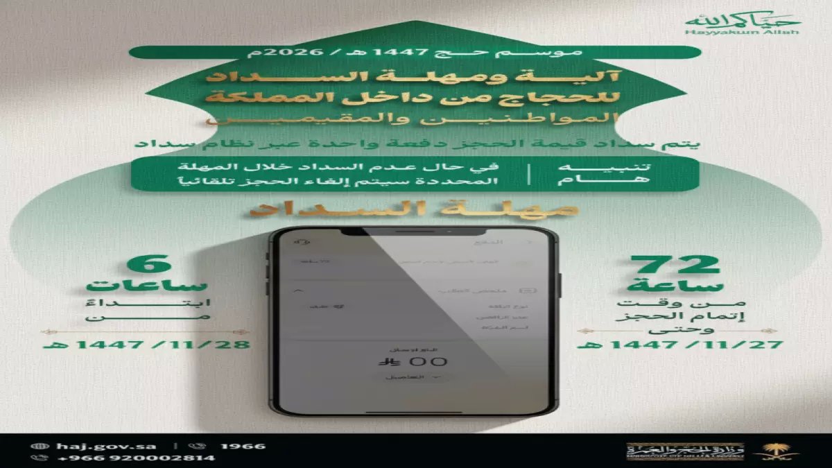 عاجل: بدء حجز باقات الحج 1447هـ للمواطنين والمقيمين عبر نُسك - مهلة السداد 72 ساعة!