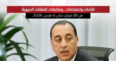 مجلس الوزراء يستعرض بالإنفوجراف أبرز أنشطة رئيس الحكومة هذا الأسبوع