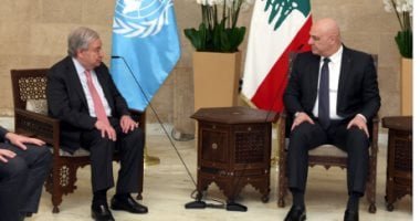 خلال لقائه مع الرئيس عون.. جوتيريش: ندعو إلى وقف النار فى لبنان