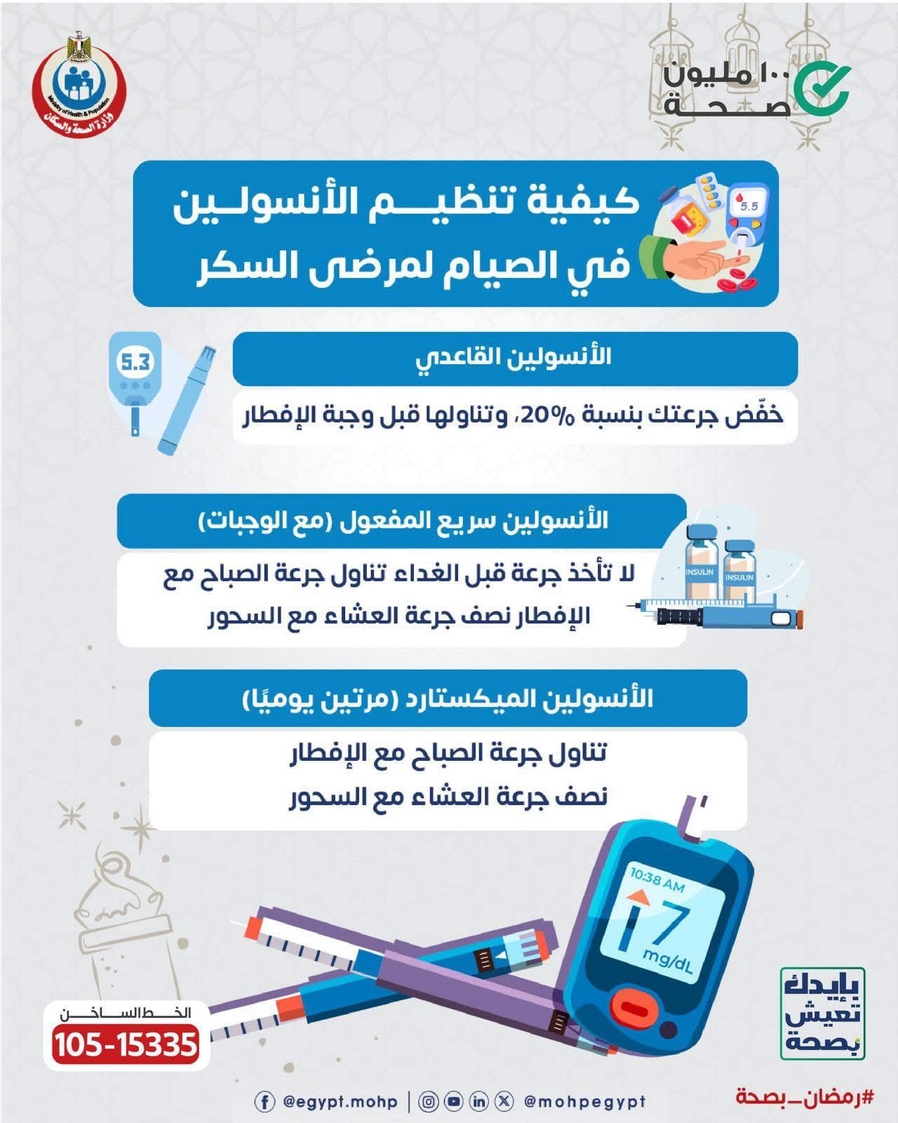  تنظيم الأنسولين لمرضى السكري خلال الصيام