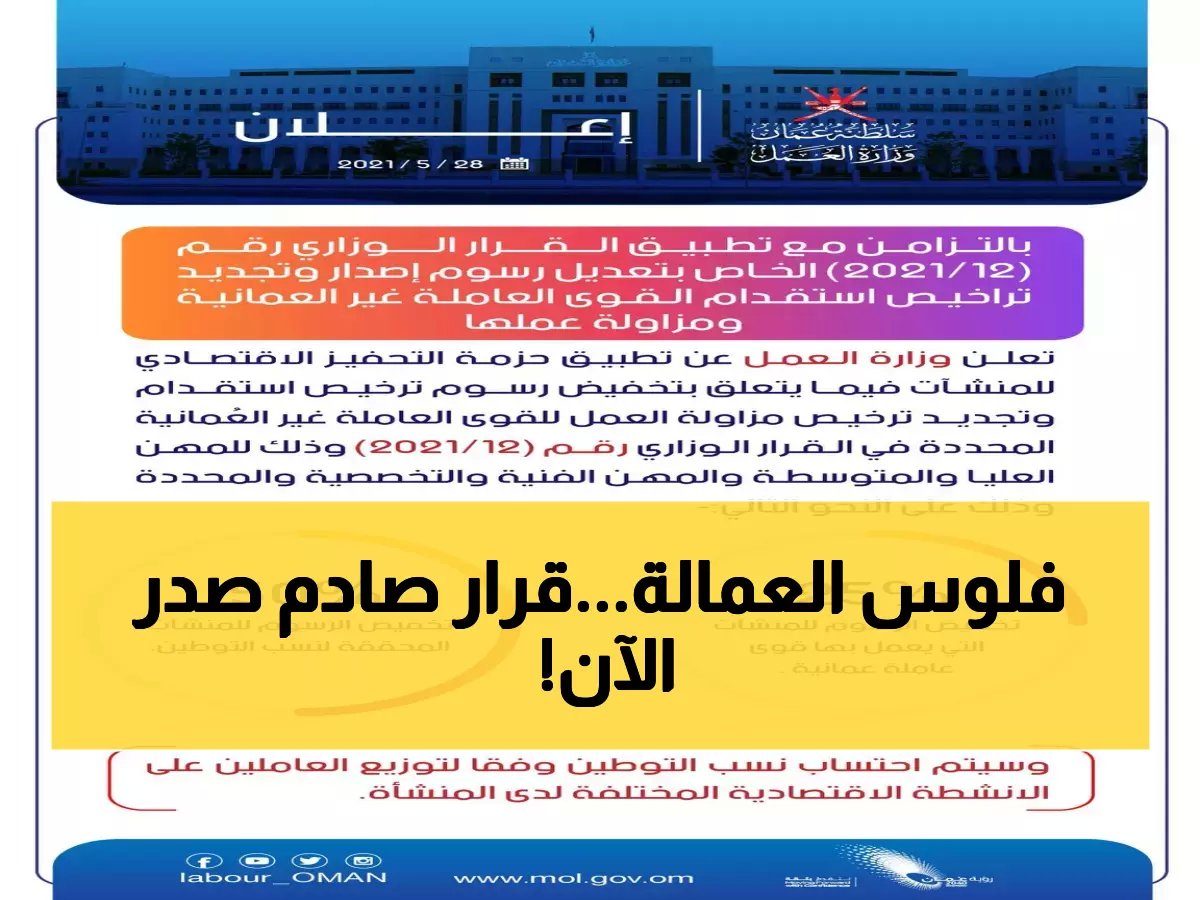  مجلس الشورى العماني يحسم مصير رسوم العمالة الوافدة… قرار صادم خلال ساعات!