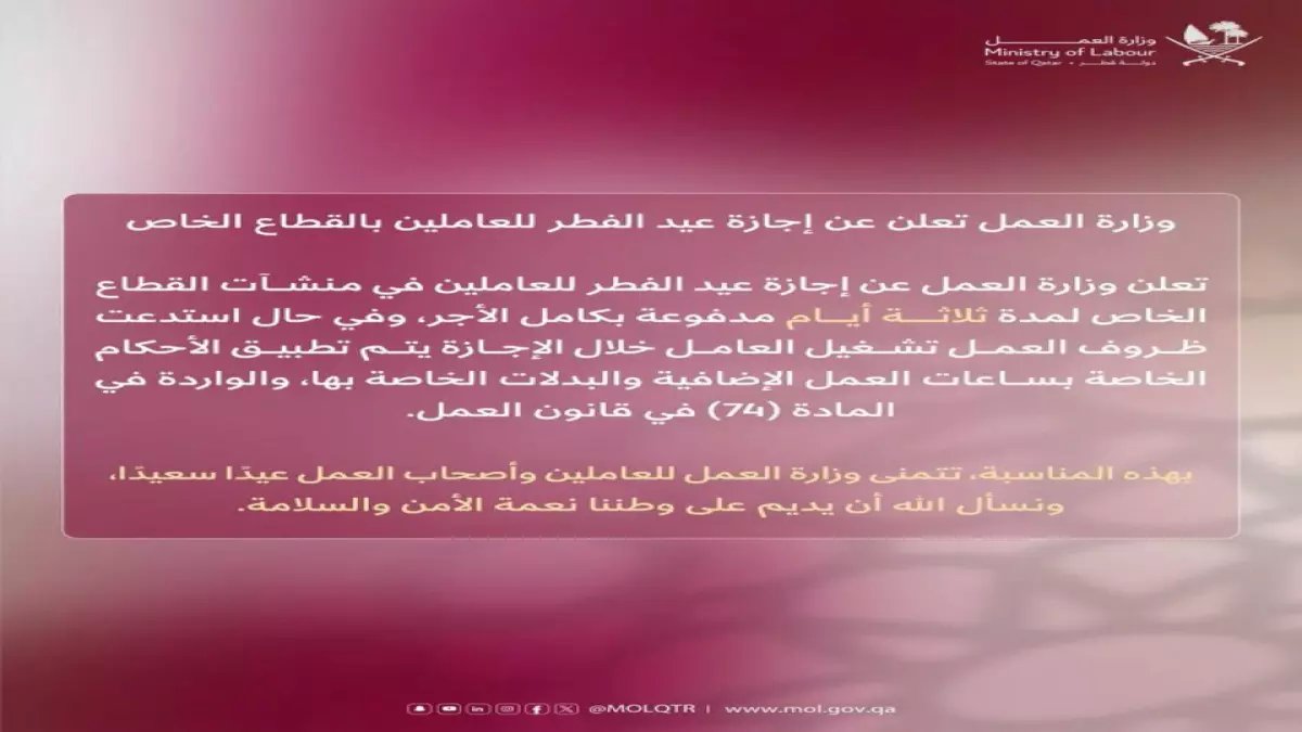 عاجل: 3 حقوق ذهبية للعامل إذا اشتغل يوم العيد... هل تعرف أجرك الحقيقي؟