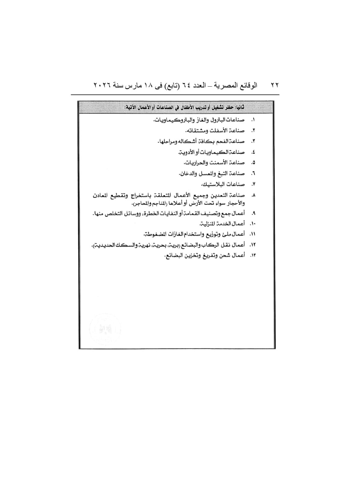 حظر تشغيل الأطفال فى الصناعات