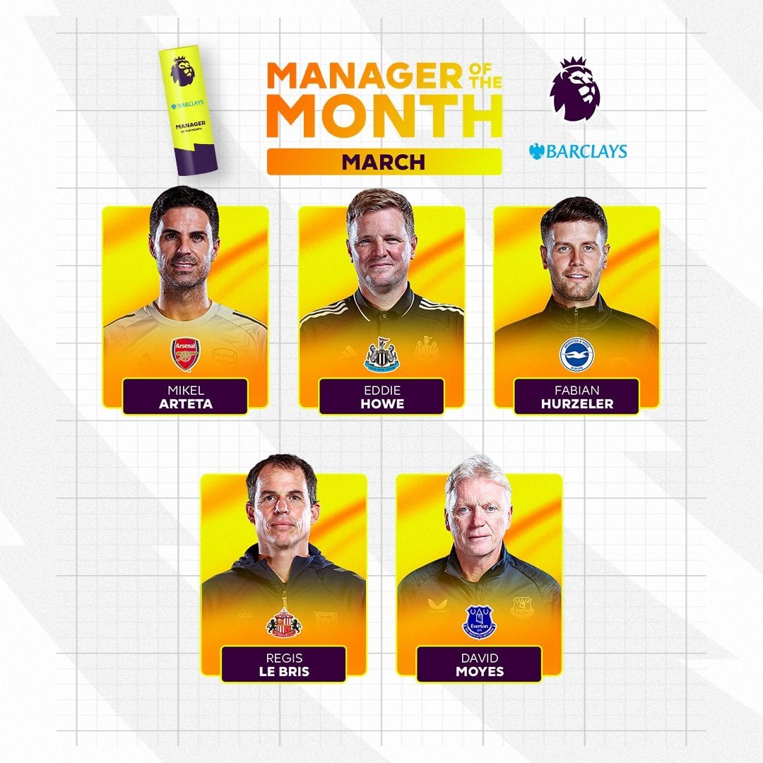 المدربون المرشحون لجائزة الأفضل في مارس