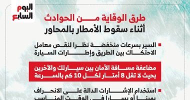 تعرف على إجراءات الوقاية من الحوادث أثناء سقوط الأمطار.. انفو جراف