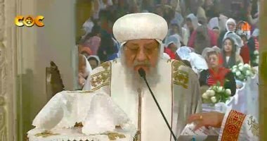 البابا تواضروس يترأس قداس أحد الشعانين من الكاتدرائية المرقسية بالإسكندرية