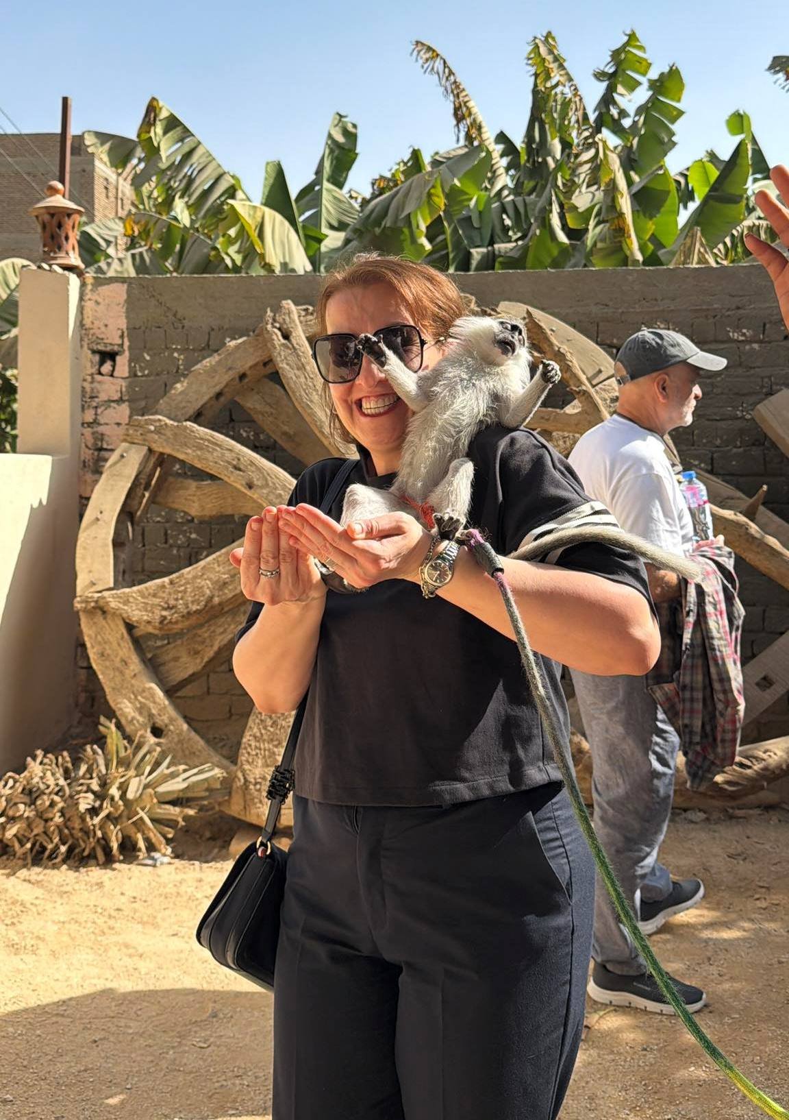 بهجة أجنبية مع القرود فى قلب جزيرة الموز