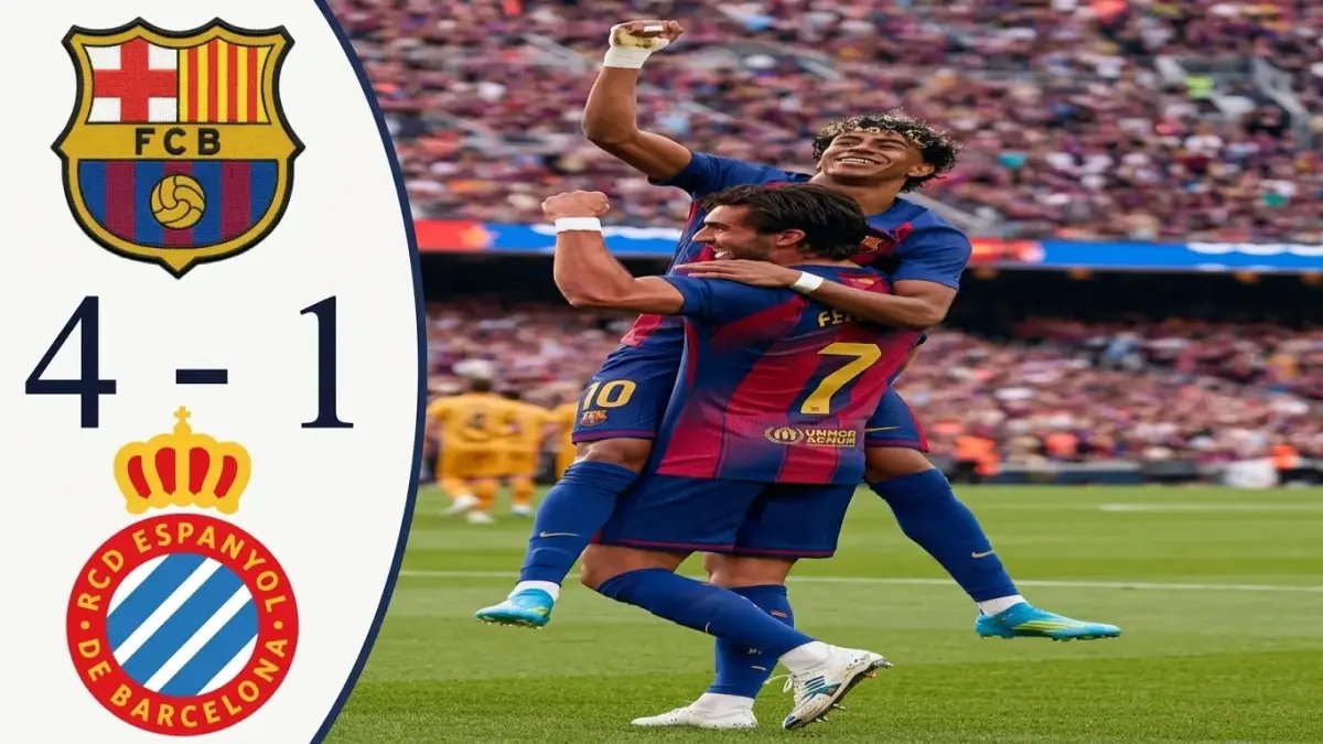 صادم في ديربي كتالونيا: برشلونة يسحق إسبانيول 4-1.. أهداف نارية وتاريخ يُصنع في كامب نو!