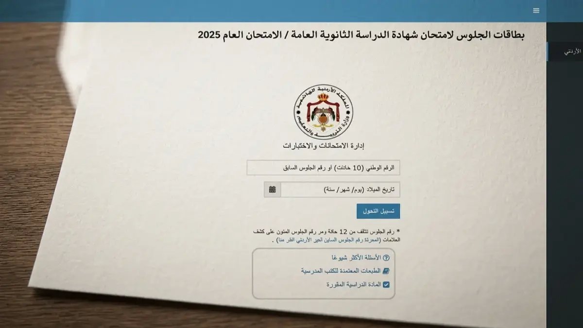 عاجل لطلاب الثانوية الأردن: رابط استخراج بطاقات الجلوس 2026 أصبح متاحاً… لا تفوت الفرصة!